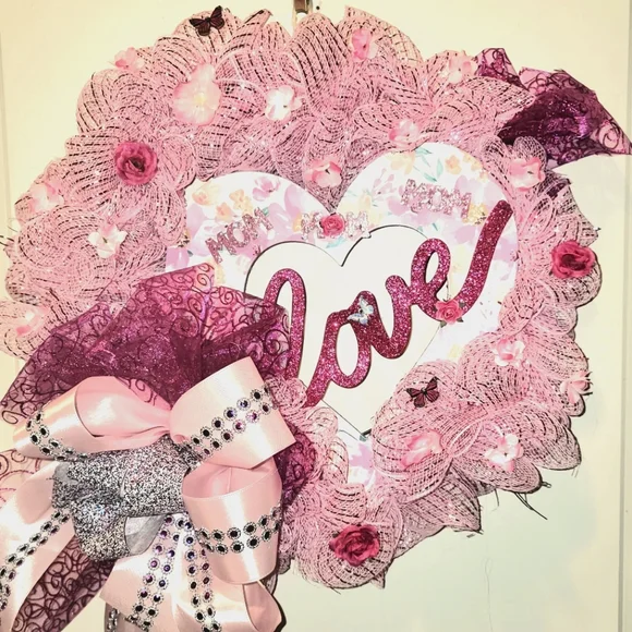 Mothers Day Wreath Deco Mesh Floral Burthday - Picture 5 of 5